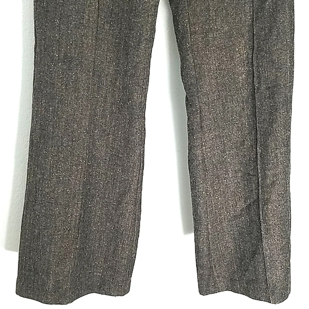 Pants wide leg front pockets wool blend Brown Y2k Old Money - Picture 3 of 9